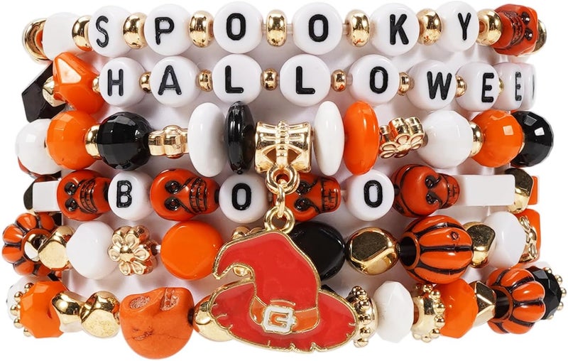 Lonext Halloween Bracelets Stackable Heishi Beaded Stretch Bracelets - Image 1